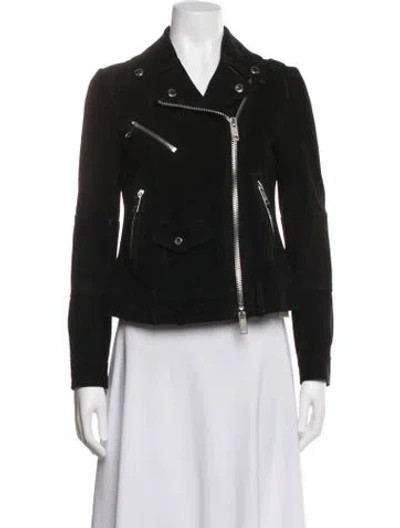 Pre-owned Burberry Suede Biker Jacket In Black