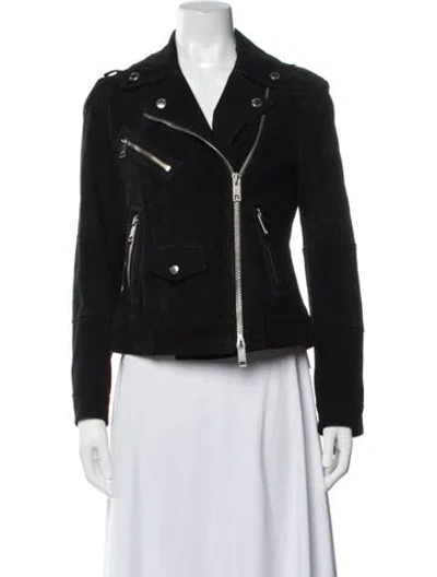 Pre-owned Burberry Suede Biker Jacket In Blue