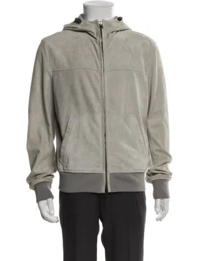 Pre-owned Burberry Suede Bomber Jacket In Gray