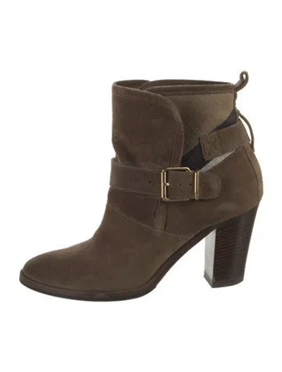 Pre-owned Burberry Suede Boots In Neutral
