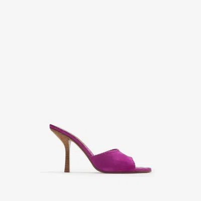 Burberry Suede Cabana Mules In Purple