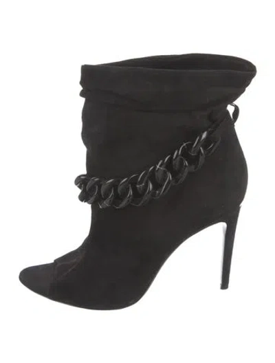 Pre-owned Burberry Suede Chain-link Accents Boots In Black