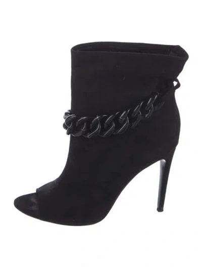 Pre-owned Burberry Suede Chain-link Accents Boots In Black