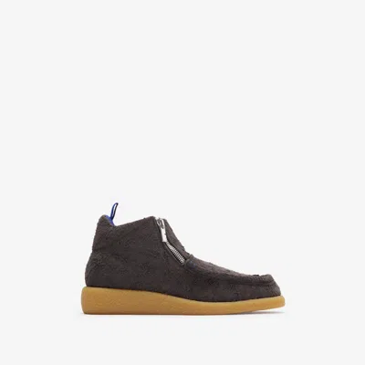 Burberry Suede Chance Boots In Ash