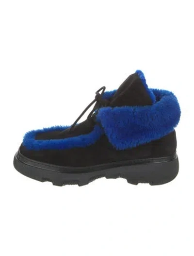 Pre-owned Burberry Suede Chelsea Boots In Blue