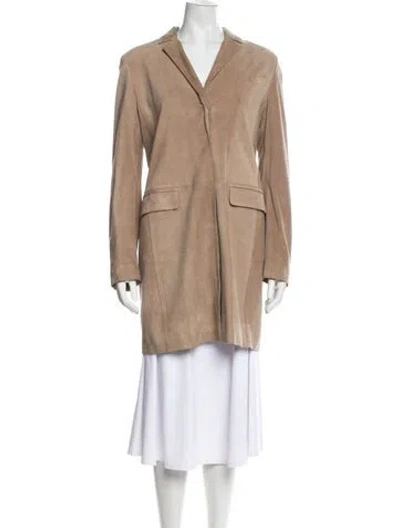 Pre-owned Burberry Suede Coat In Neutral