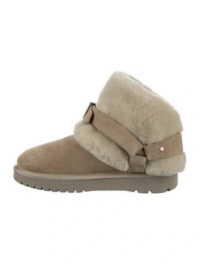 Pre-owned Burberry Suede Colorblock Pattern Boots In Gold