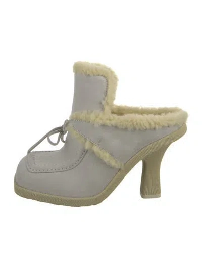 Pre-owned Burberry Suede Colorblock Pattern Mules In Gray