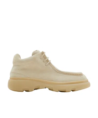 Burberry Sand Suede Creeper Lace-up Shoes In Neutral