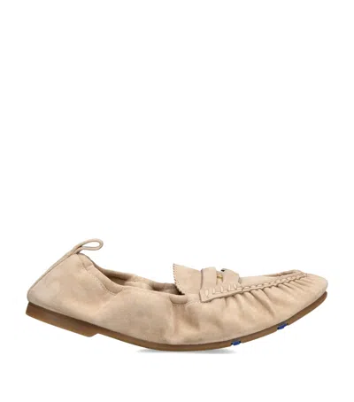 Burberry Suede Fawn Loafers In Brown
