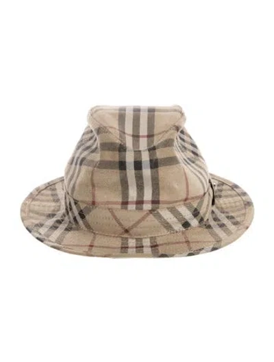 Pre-owned Burberry Suede House Check Hat In Neutral