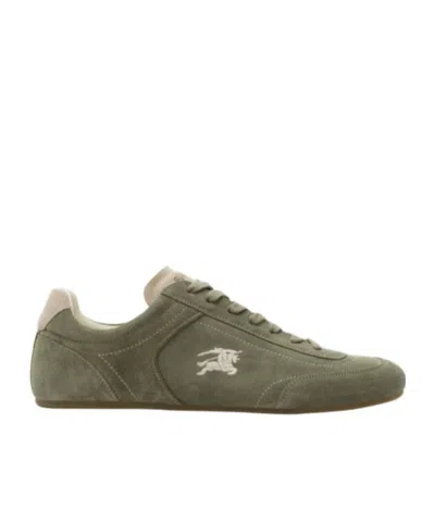 Burberry Suede Knight Runner Sneakers In Green