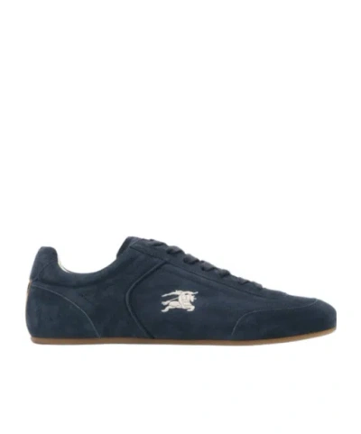 Burberry Suede Knight Runner Sneakers In Blue