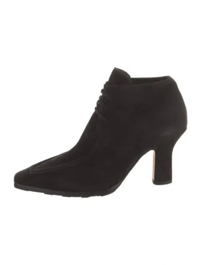 Pre-owned Burberry Suede Lace-up Boots In Black