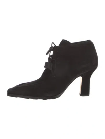 Pre-owned Burberry Suede Lace-up Boots In Black