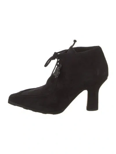 Pre-owned Burberry Suede Lace-up Boots In Black