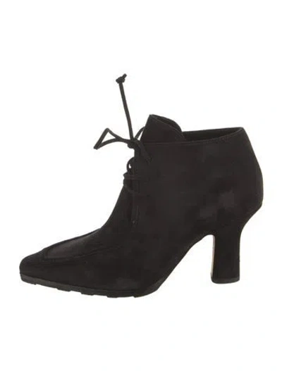 Pre-owned Burberry Suede Lace-up Boots In Black