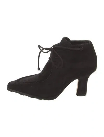 Pre-owned Burberry Suede Lace-up Boots In Black