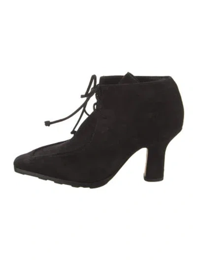 Pre-owned Burberry Suede Lace-up Boots In Black