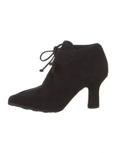 Pre-owned Burberry Suede Lace-up Boots In Black