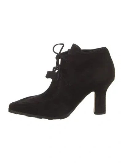 Pre-owned Burberry Suede Lace-up Boots In Black