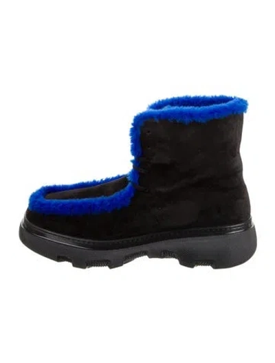 Pre-owned Burberry Suede Lace-up Boots In Black