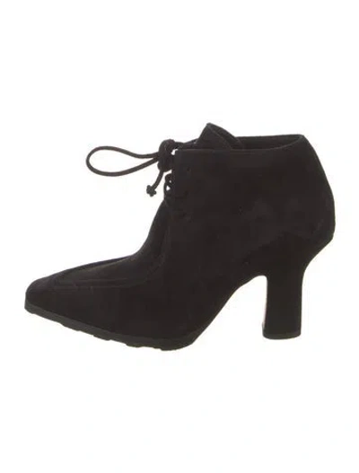 Pre-owned Burberry Suede Lace-up Boots In Black