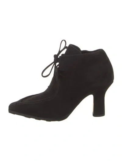 Pre-owned Burberry Suede Lace-up Boots In Black