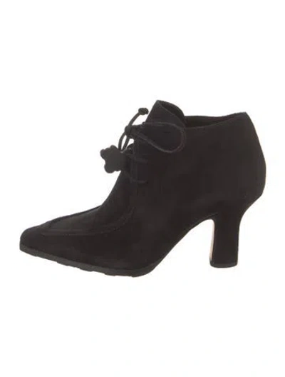 Pre-owned Burberry Suede Lace-up Boots In Black