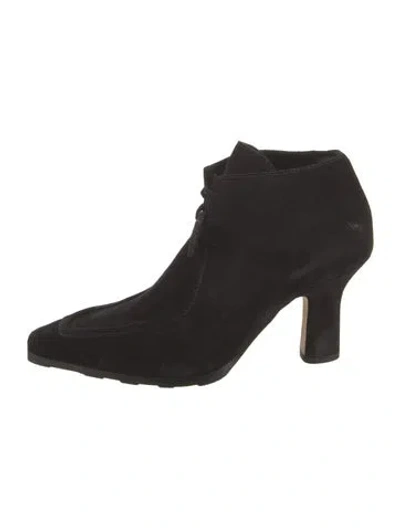 Pre-owned Burberry Suede Lace-up Boots In Black