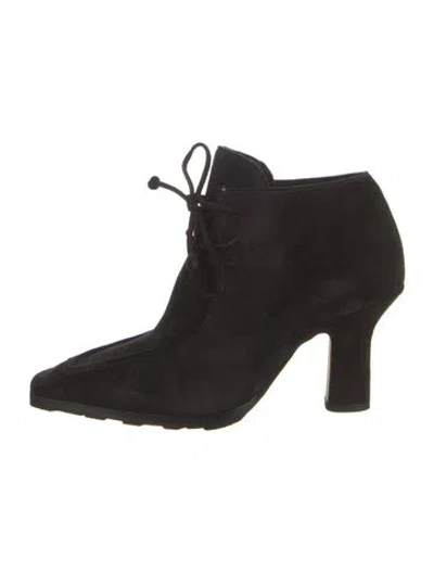 Pre-owned Burberry Suede Lace-up Boots In Black