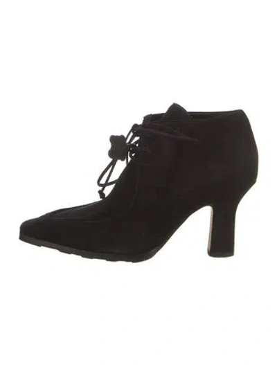 Pre-owned Burberry Suede Lace-up Boots In Black