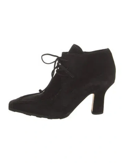 Pre-owned Burberry Suede Lace-up Boots In Black