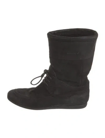 Pre-owned Burberry Suede Lace-up Boots In Black