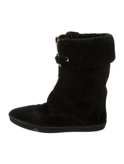 Pre-owned Burberry Suede Lace-up Boots In Black