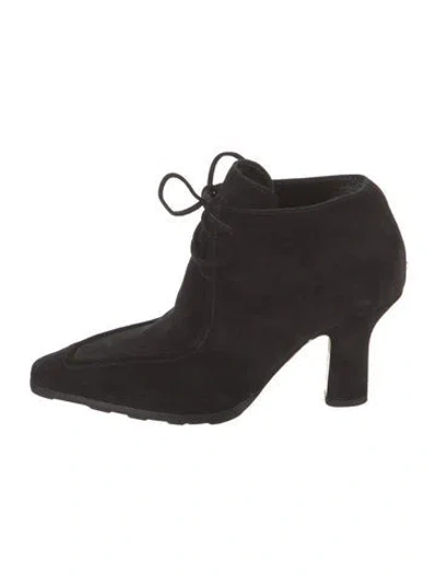 Pre-owned Burberry Suede Lace-up Boots In Black
