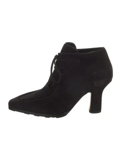 Pre-owned Burberry Suede Lace-up Boots In Black