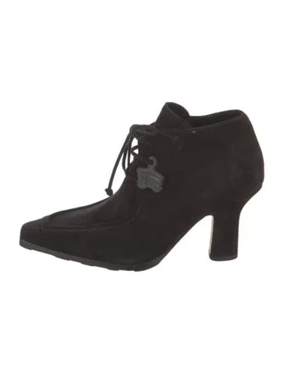 Pre-owned Burberry Suede Lace-up Boots In Black