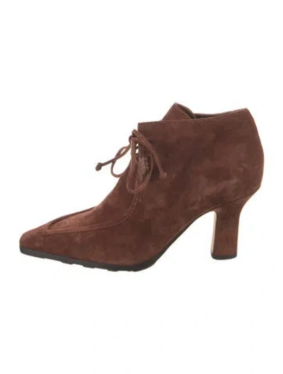 Pre-owned Burberry Suede Lace-up Boots In Brown