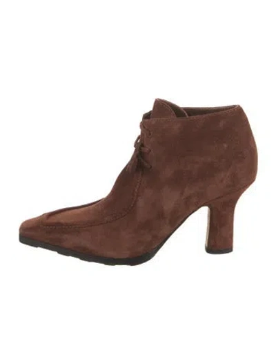 Pre-owned Burberry Suede Lace-up Boots In Brown
