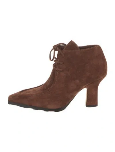 Pre-owned Burberry Suede Lace-up Boots In Brown