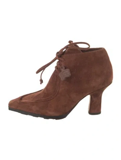 Pre-owned Burberry Suede Lace-up Boots In Brown