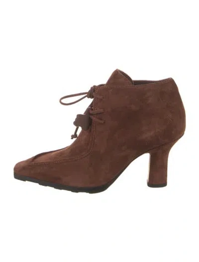 Pre-owned Burberry Suede Lace-up Boots In Brown