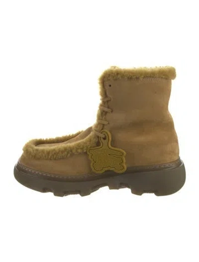Pre-owned Burberry Suede Lace-up Boots In Brown