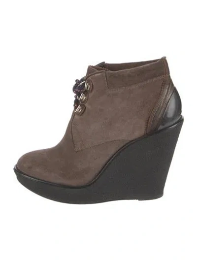 Pre-owned Burberry Suede Lace-up Boots In Brown