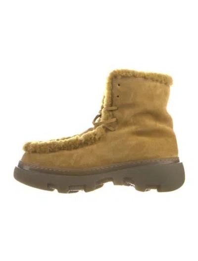 Pre-owned Burberry Suede Lace-up Boots In Brown