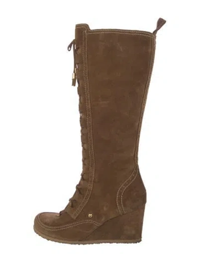 Pre-owned Burberry Suede Lace-up Boots In Brown