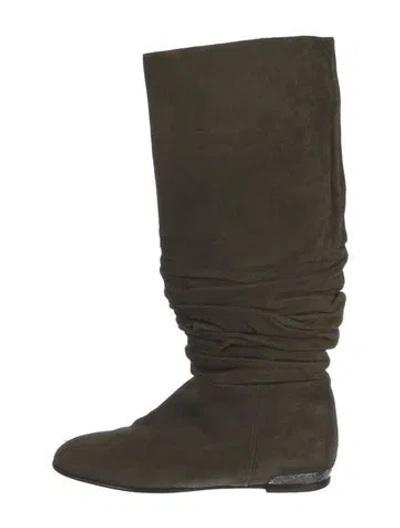 Pre-owned Burberry Suede Lace-up Boots In Green