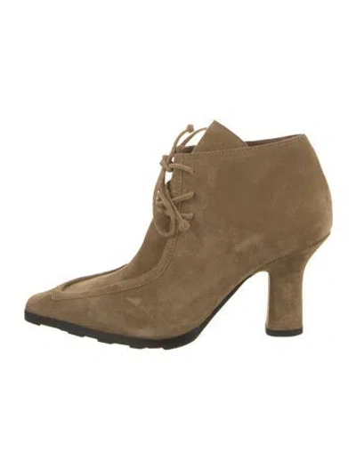 Pre-owned Burberry Suede Lace-up Boots In Neutral