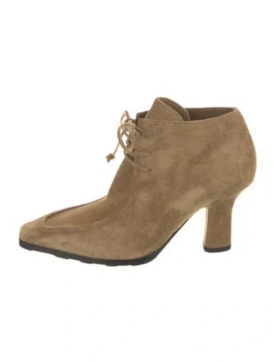 Pre-owned Burberry Suede Lace-up Boots In Neutral
